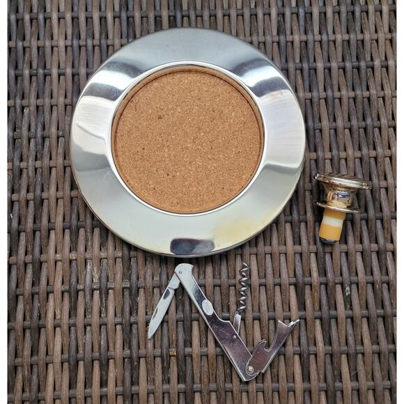 Towle Silversmiths Silver Plated 3 Piece Barware Wine Gift Set With Velvet Box - Picture 6 of 6